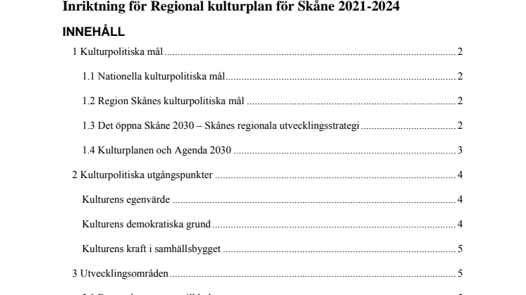 Inriktning Regional Kulturplan för Skåne 2021-2024