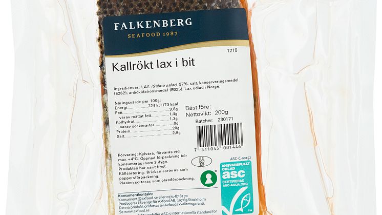 Axfood återkallar Falkenberg Seafood kallrökt lax i bit