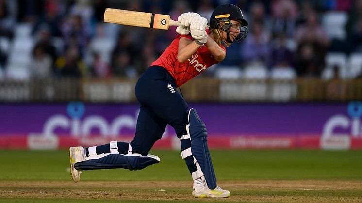 Freya Kemp during her record-breaking 50 in the second IT20. Photo: Getty Images