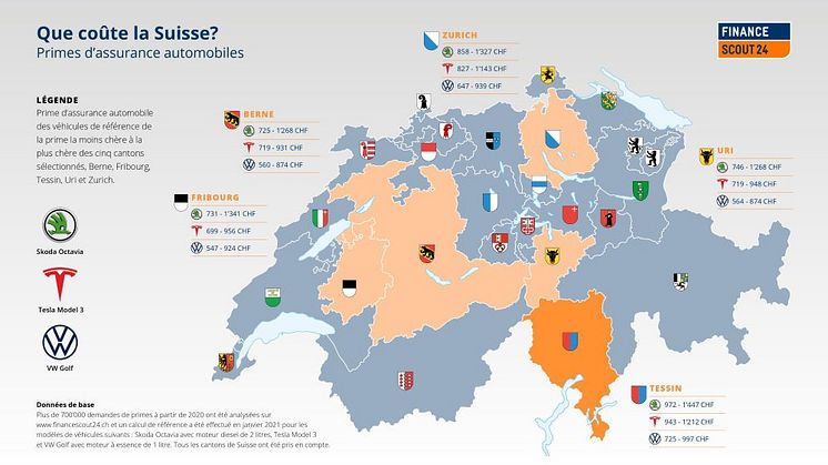 Différences cantonales : les primes d’assurance auto deux fois plus chères au Tessin qu’à Fribourg