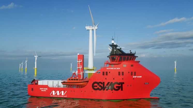 ESVAGT Service Operation Vessel to support MHI Vestas Offshore Wind in the Deutsche Bucht Wind Farm project.