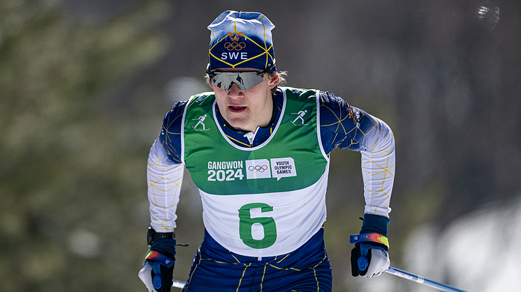 Tage Börjesson under sprinten i ungdoms-OS i Gangwon denna säsong. Foto. OIS/Jonathan Nackstrand.