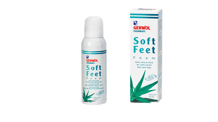 GEHWOL FUSSKRAFT Soft Feet Foam: Quick feel-good care on the go with moisturizing effects, soft sensations and a fresh scent.
