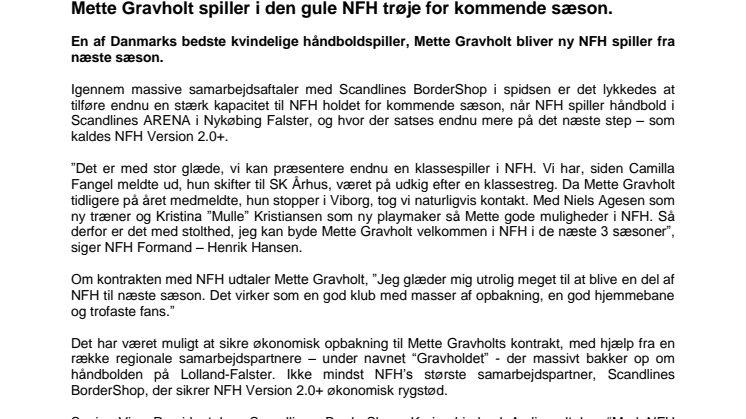 Mette Gravholt spiller i den gule NFH trøje for kommende sæson