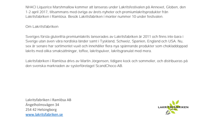  Lakritsfabriken i Ramlösa lanserar ny produkt i NH4Cl-serien