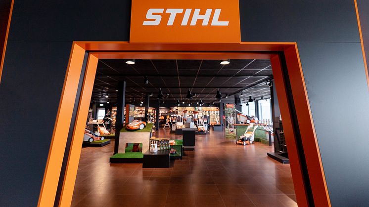 Bild från STIHL Concept Store i Benelux. Konceptbutiken hos Gårdsman, Jönköping, blir nära 200 kvm och riktar sig mot både trädgårdsintresserade villaägare och yrkesverksamma inom skog, grönytor och trädgård.