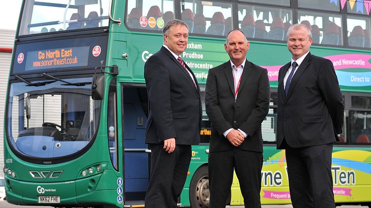 (L-R) Steve McCall from Jobcentre Plus, Go North East's Keith Robertson, and Ivan Jepson from Gateshead College