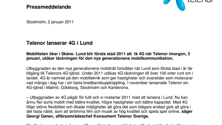 Telenor lanserar 4G i Lund