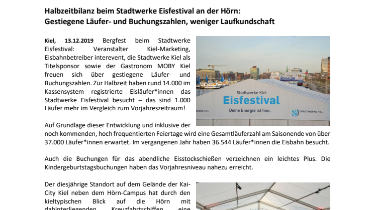 Positive Halbzeitbilanz zum Stadtwerke Eisfestival in Kiel