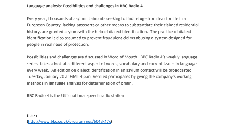 ​Language analysis: Possibilities and challenges in BBC Radio 4