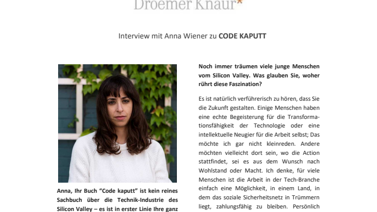 Interview mit Anna Wiener zu "Code kaputt"