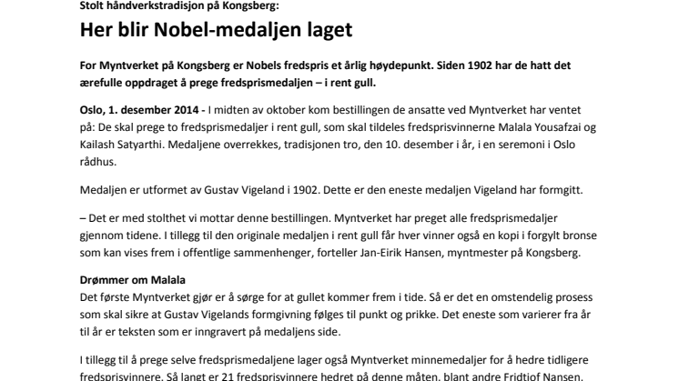 Stolt håndverkstradisjon på Kongsberg: Her blir Nobel-medaljen laget