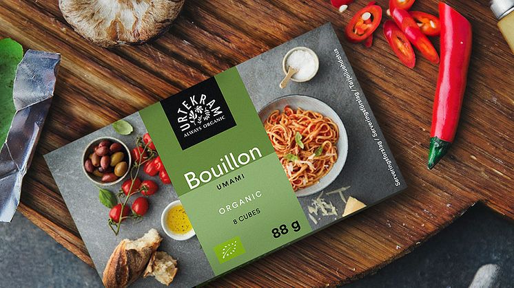 NYHED: Urtekram lancerer økologisk og vegetabilsk Umami bouillon – giv unik smag til dine madretter med den femte grundsmag!