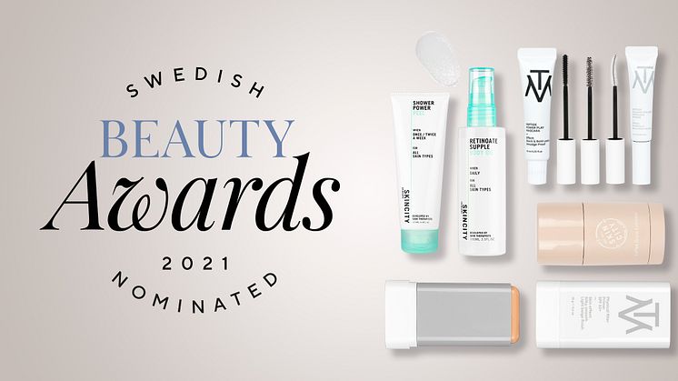 Nomineringsregn över Skincitys egna varumärken i Swedish Beauty Awards
