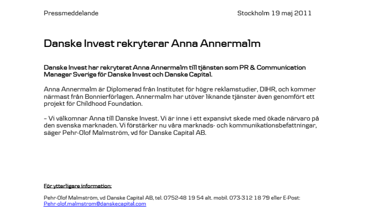 Danske Invest satsar stort i Sverige