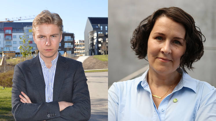 Axel Hallberg, trafikpolitisk talesperson för MP, och Mätta Ivarsson, gruppledare för Miljöpartiet i Region Skåne