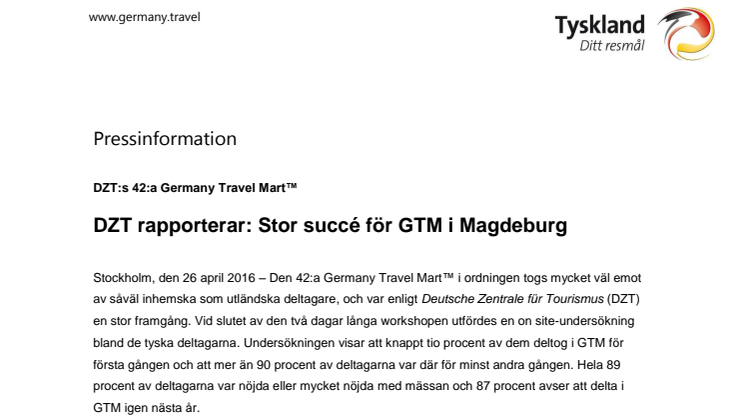 DZT rapporterar: Stor succé för GTM i Magdeburg