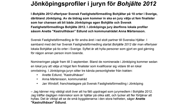 Jönköpingsprofiler i juryn för Bohjälte 2012