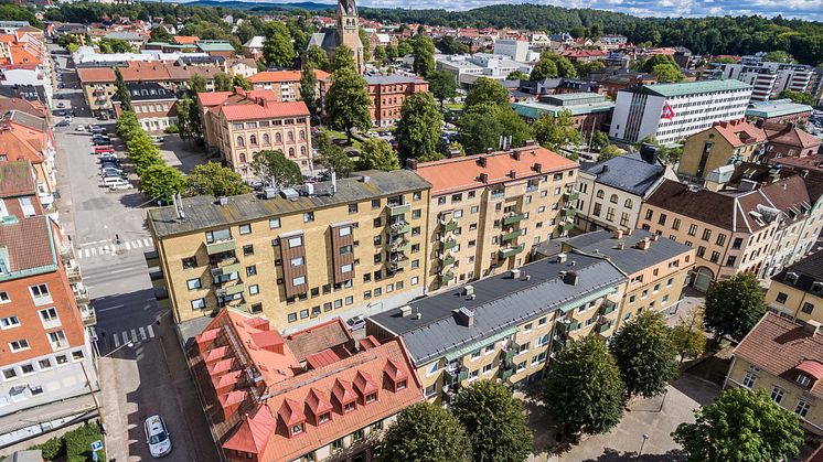 Pulsen Fastighet: Flygfoto över fastighet på Stengärdsgatan, Borås