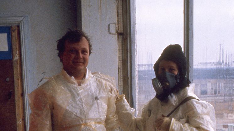 Victoria Ivleva med Igor Mikhailov efter besöket i reaktor 4