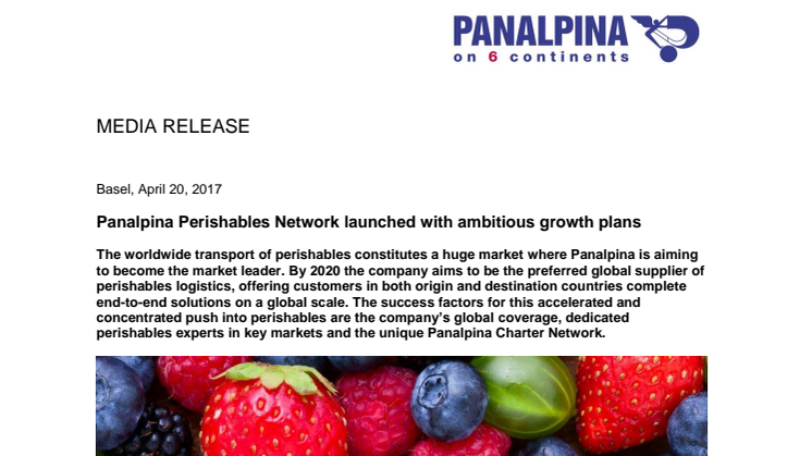 Panalpina Perishables Network launched with ambitious growth plans