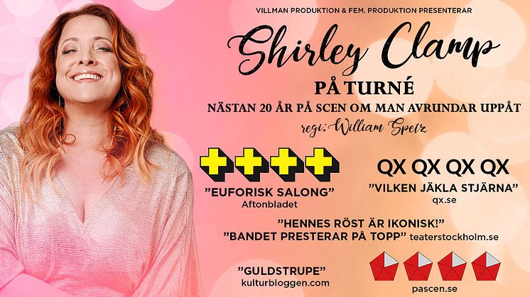 Shirley Clamp på turné med succéshowen Nästan 20 år på scen om man avrundar uppåt, turnépremiär 23 september!