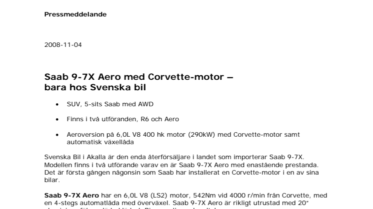 Saab 9-7X Aero med Corvette-motor – bara hos Svenska Bil