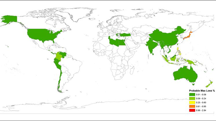 Tsunami Risk Map percentage global