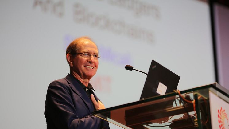Professor Silvio Micali delivering his lecture at the Global Young Scientists Summit 2019. Photo Credit: National Research Foundation Singapore
