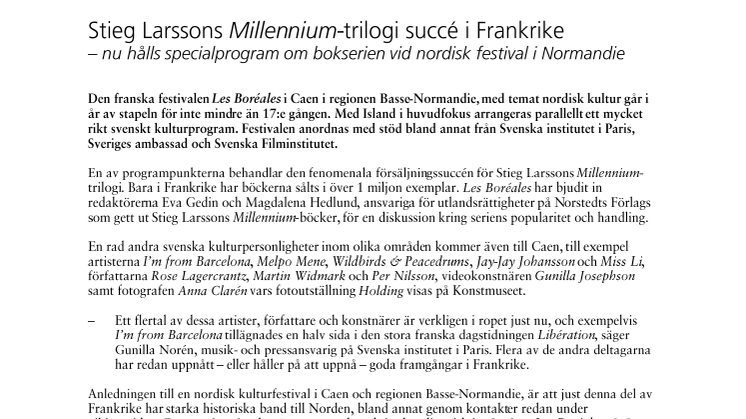 Stieg Larssons Millennium-trilogi succé i Frankrike – nu hålls specialprogram om bokserien vid nordisk festival i Normandie