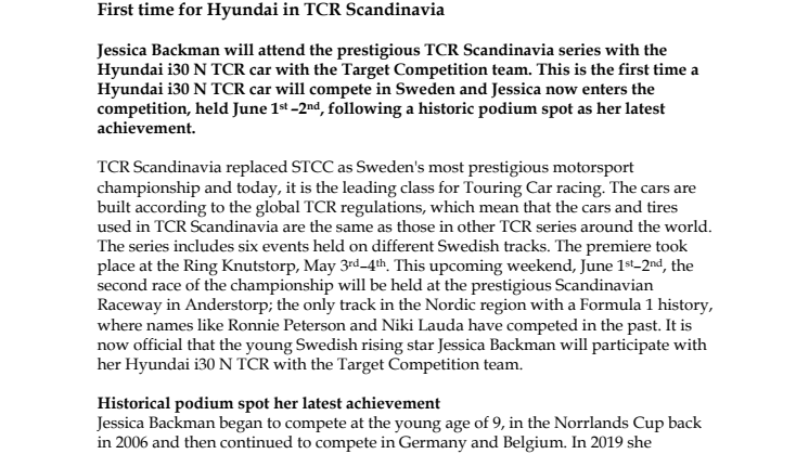 First time for Hyundai in TCR Scandinavia