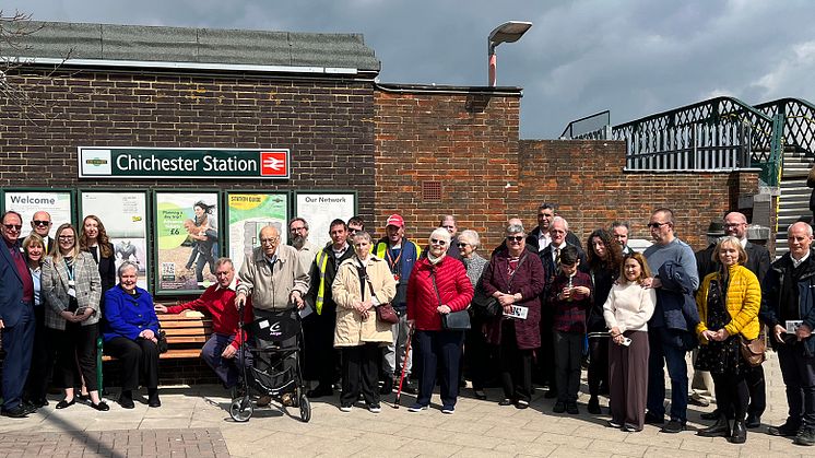 A new bench commemorates railway stalwart Trevor Tupper OBE at Chichester station - more pictures below