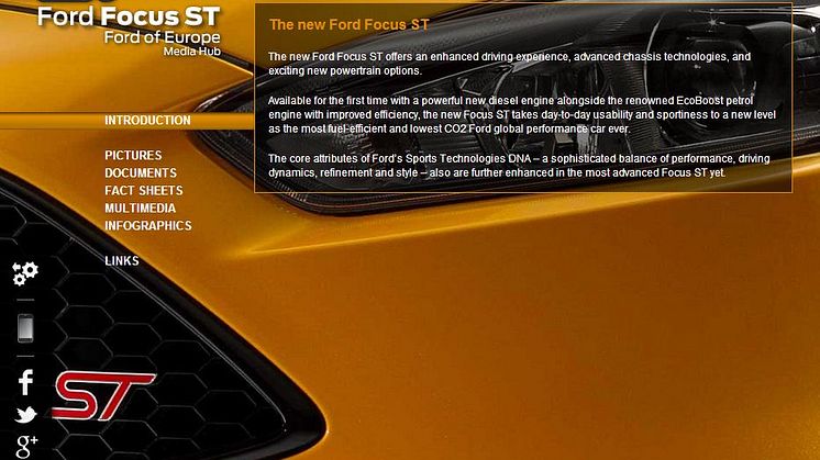 Ford Focus ST online press kit