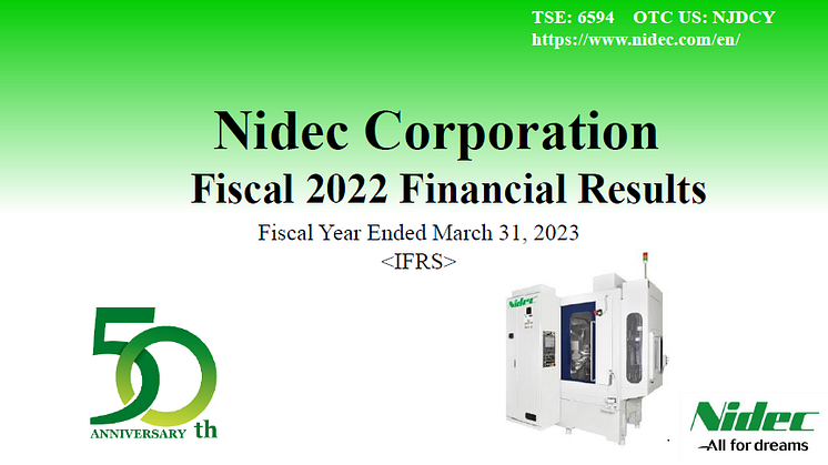 Nidec Announces Financial Results for Fiscal Year Ended March 31, 2023