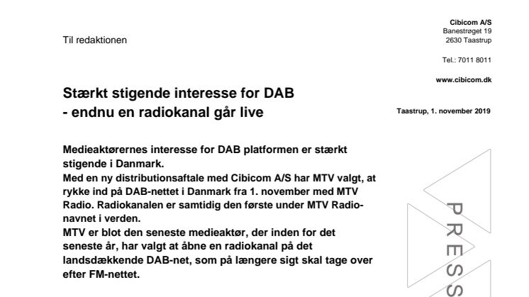 Stærkt stigende interesse for DAB - endnu en kanal går live