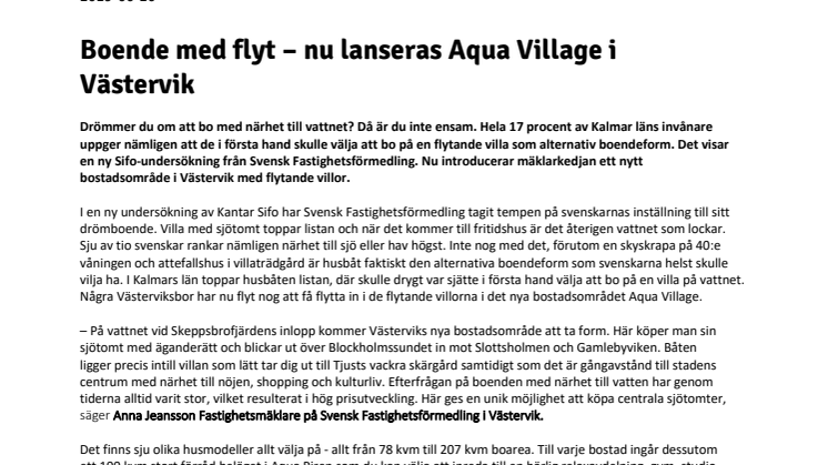 Boende med flyt – nu lanseras Aqua Village i Västervik 