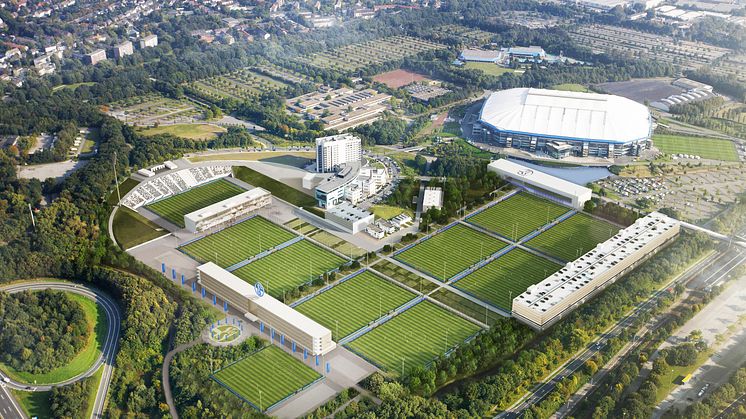 FC Schalke 04 mit Lichtgeschwindigkeit: Zukunftsprojekt Berger Feld erhält Anschluss an das Zukunftsnetz von Deutsche Glasfaser. (Foto: FC Schalke 04)