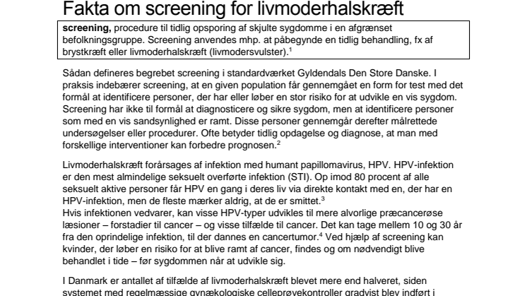 Fakta om screening for livmoderhalskræft