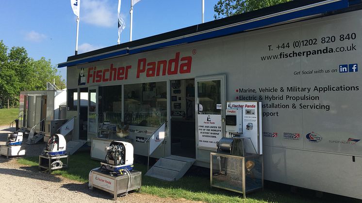 The Fischer Panda UK trailer at Crick Boat Show is on Stand Q37 this year