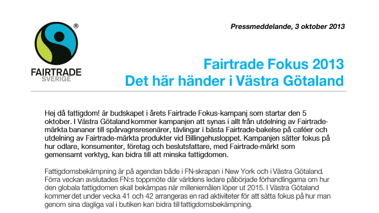 Fairtrade Fokus 2013 - Det här händer i Västra Götaland