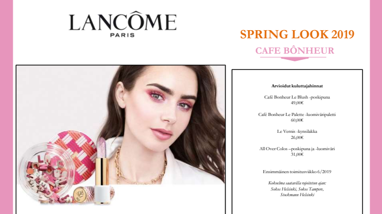 Lehdistötiedote Lancôme Spring Look 2019
