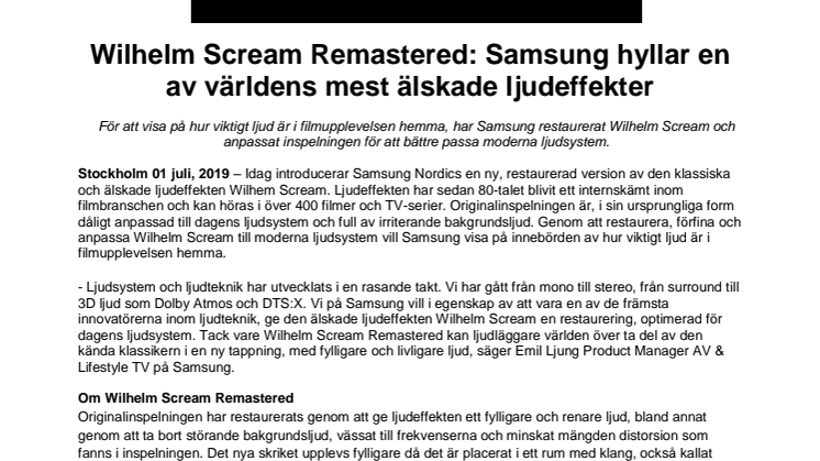 Wilhelm Scream Remastered: Samsung hyllar en av världens mest älskade ljudeffekter