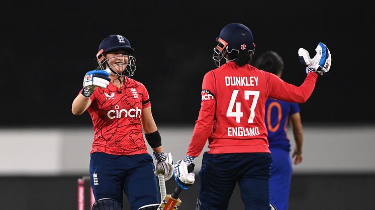 Alice Capsey and Sophia Dunkley celebrate in the summer. Photo: Getty Images