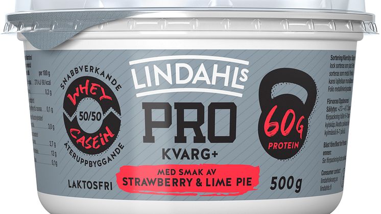 Lindahls PRO+ som är producerat i Sverige av svensk mjölk kommer nu också i en 500g förpackning, i smakerna Naturell samt Strawberry & Lime pie.