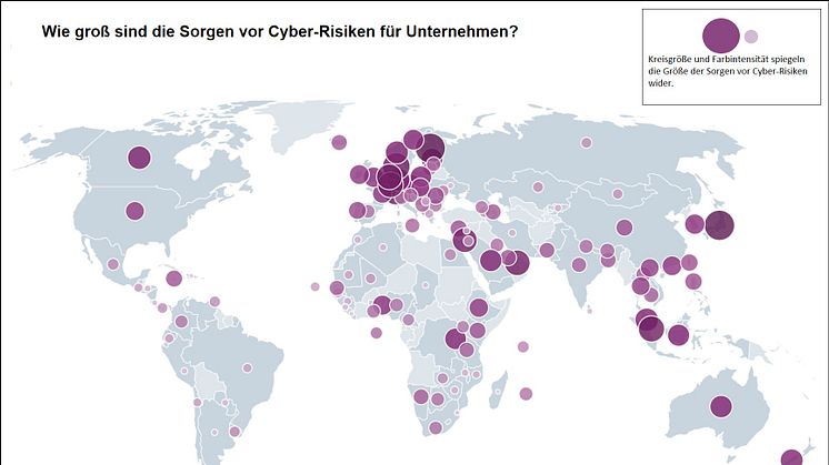 Die Sorge vor Cyber-Risiken für Unternehmen weltweit.