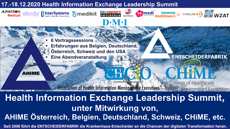 Das "Health Information Exchange Leadership Summit" im Zeichen von KHZG, DVPMG, etc. - melden Sie sich für den digitale Live Stream an!