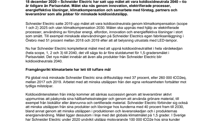 Schneider Electric ska vara koldioxidneutrala 2040 