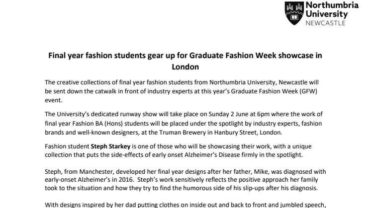 Final year fashion students gear up for Graduate Fashion Week showcase in London