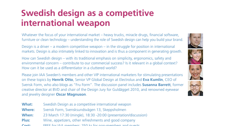 IAA Sweden seminar - Swedish Design as a competitive international marketing tool