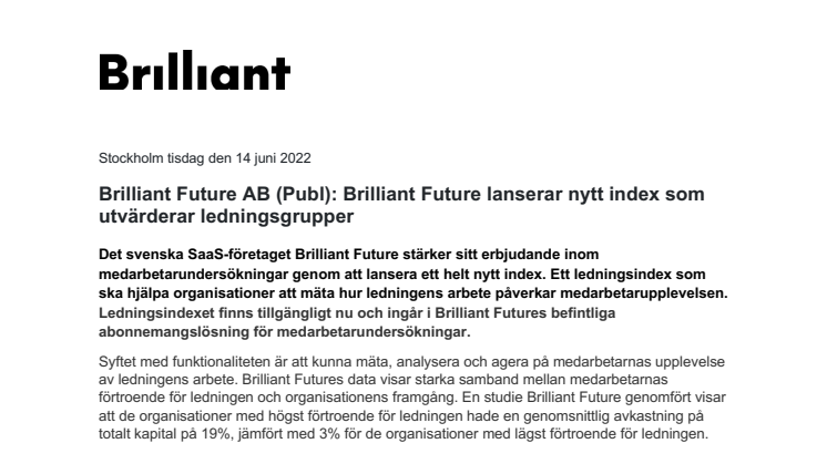 Brilliant Future AB (Publ) Brilliant Future lanserar nytt index som utvärderar ledningsgrupper.pdf